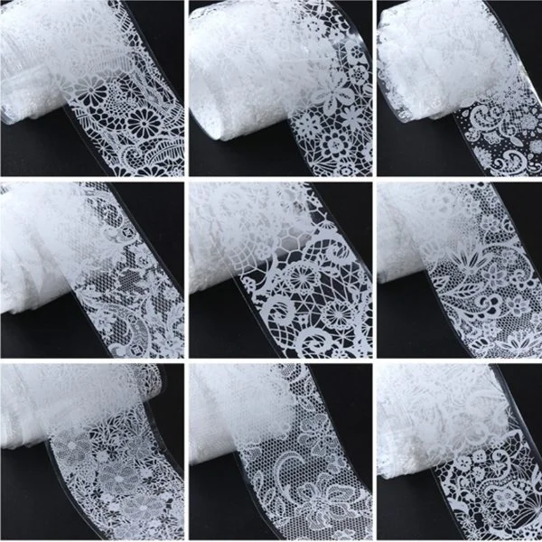 Nail Art Transfer Folien Set - Lace white Nagelfolie Nageldesign Folie Tranferfolie Nailart
