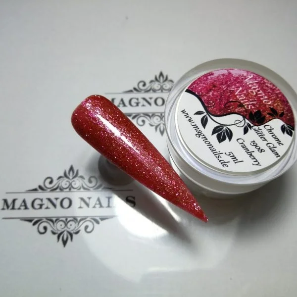 UV Gel - 1908 - Chrome Glitter Glam Gel - Cranberry