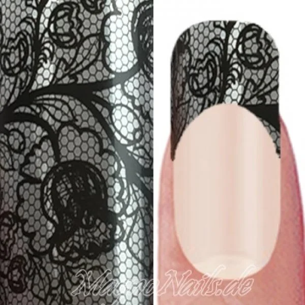 Nail Art Transfer Folie 1m - Nail Foil - Lace Black Nagelfolie Nageldesign Folie Tranferfolie Nailart
