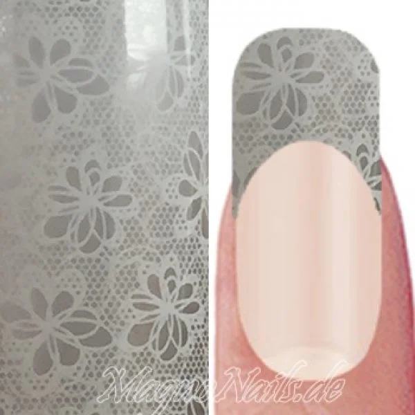 Nail Art Transfer Folie 1m - Nail Foil - Lace White Nagelfolie Nageldesign Folie Tranferfolie Nailart