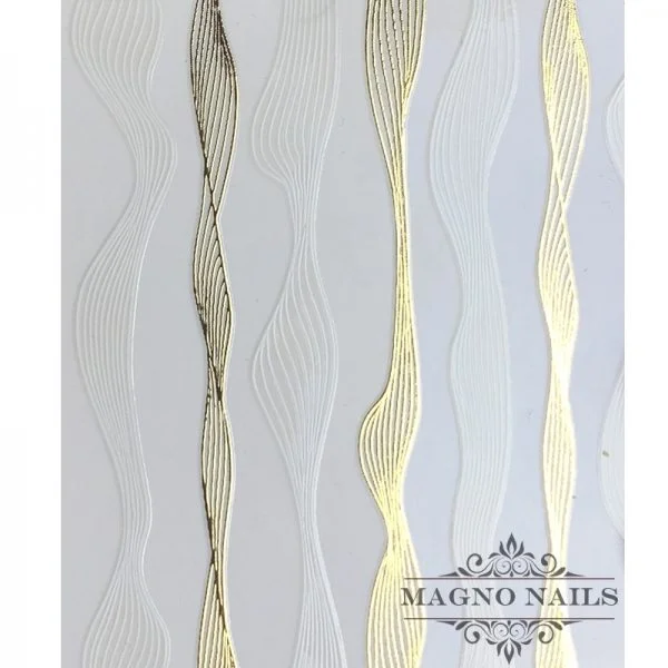 3D Nail Sticker - Welle weiß - gold Seblstklebende Aufkleber Nagelsticker Nagelaufkleber