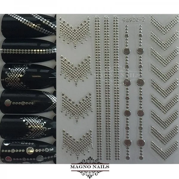 3D Metallic Nail Sticker - silber Seblstklebende Aufkleber Nagelsticker Nagelaufkleber