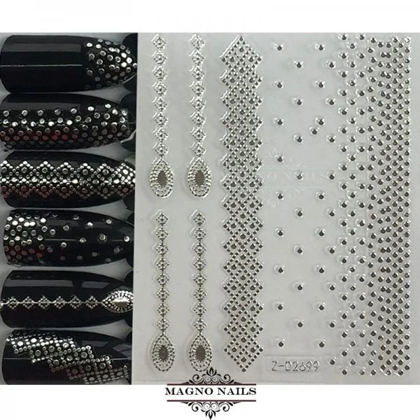 3D Metallic Nail Sticker - silber Seblstklebende Aufkleber Nagelsticker Nagelaufkleber