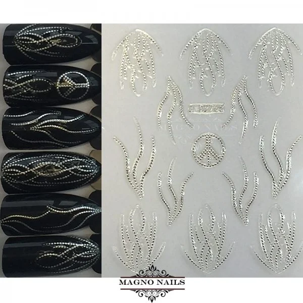 3D Metallic Nail Sticker - silber Seblstklebende Aufkleber Nagelsticker Nagelaufkleber
