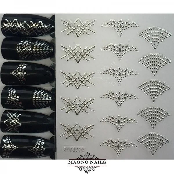 3D Metallic Nail Sticker - silber Seblstklebende Aufkleber Nagelsticker Nagelaufkleber