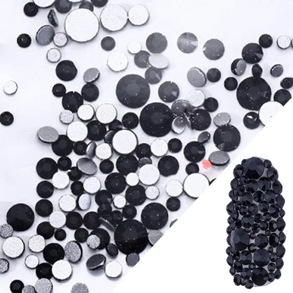 Glas Strasssteine mix rund - Black Nail Art Nails Nagel Nögel Nailart