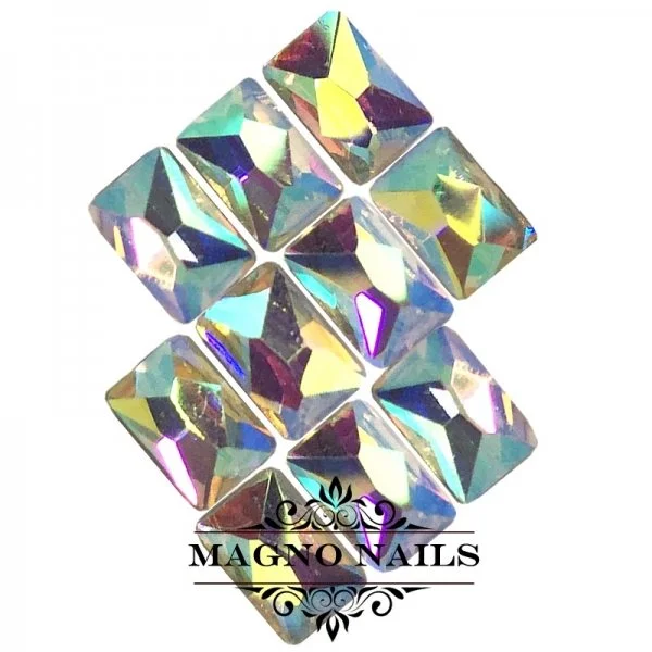 Overlay - Glas Strasssteine - Rechteck 4 x 6mm - Crystal AB Nageldesign Nägel Schmuck Nails 