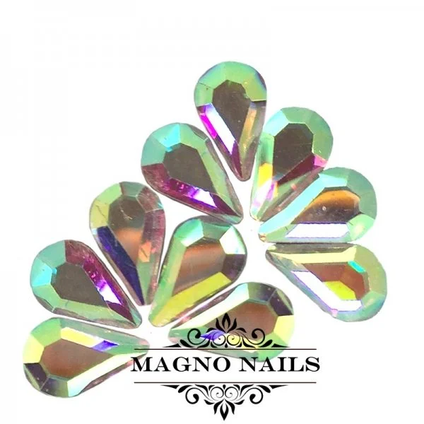 Overlay - Glas Strasssteine - Tropfen 5 x 8mm - Crystal AB Nageldesign Nägel Schmuck Nails 