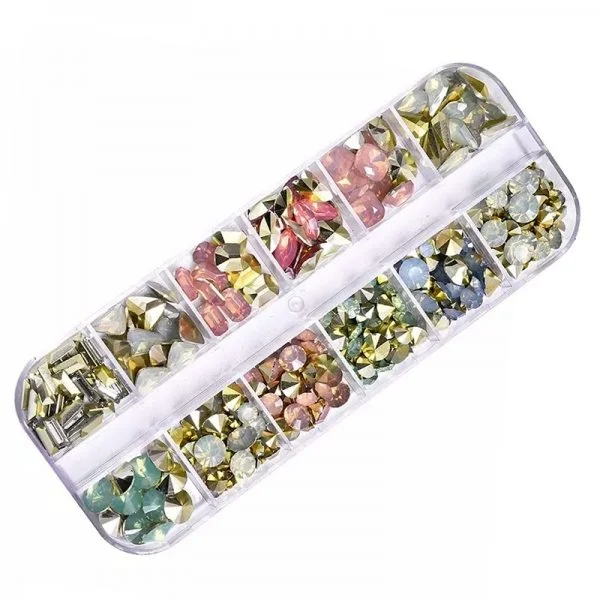 3D - Einlegemotive Set - Strasssteine bunt Nail Art Nailart Schmuck