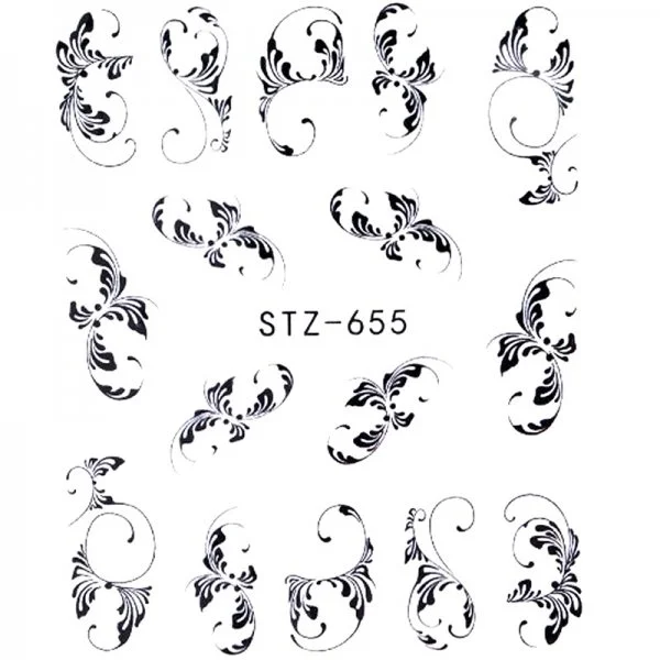 Water Transfer Sticker schwarz Schnörkel