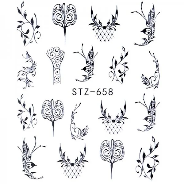 Water Transfer Sticker schwarz Schnörkel 