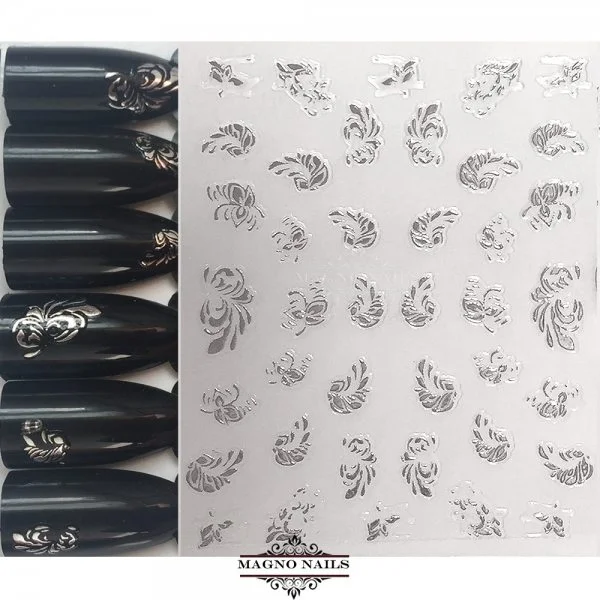 3D Metallic Nail Sticker - silber Seblstklebende Aufkleber Nagelsticker Nagelaufkleber
