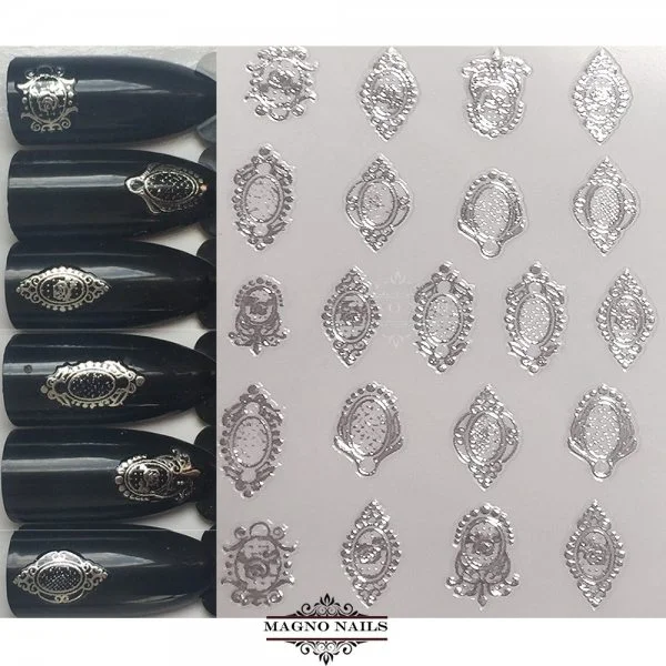 3D Metallic Nail Sticker - silber Seblstklebende Aufkleber Nagelsticker Nagelaufkleber