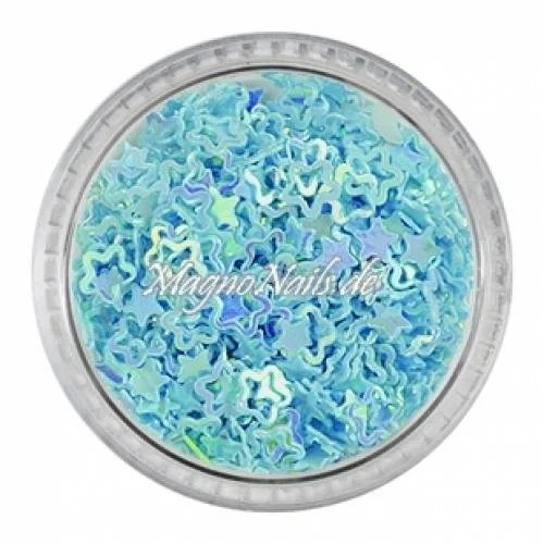 Glitter Shapes - Einlegemotive - Blumen / Sterne hellblau Nail Art Nails Nagel Nögel Nailart Einleger