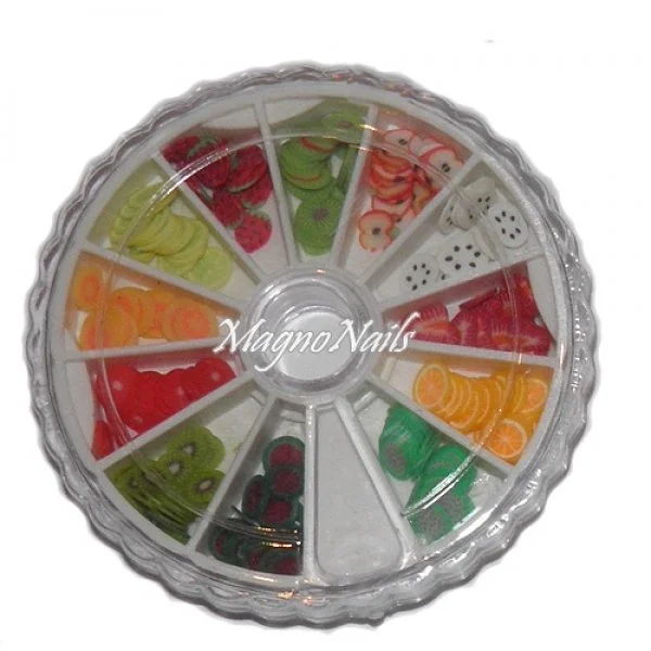 Einlegemotive - Fimo Einlegemotive - Früchte in einer Rondell Nail Art Nails Nagel Nögel Nailart