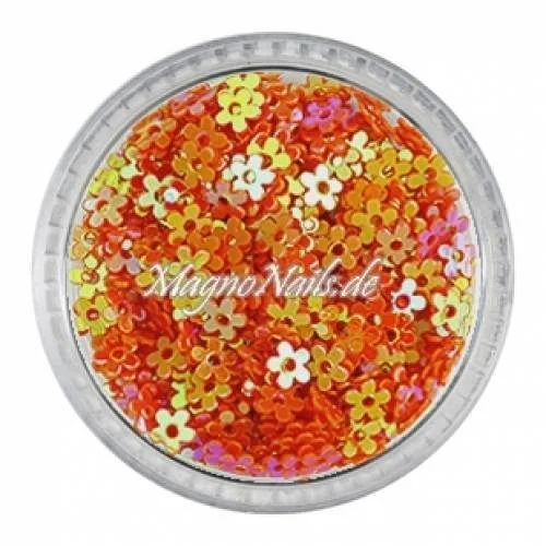 Glitter Shapes - Einlegemotive - Blumen orange gelocht Nail Art Nails Nagel Nögel Nailart Einleger