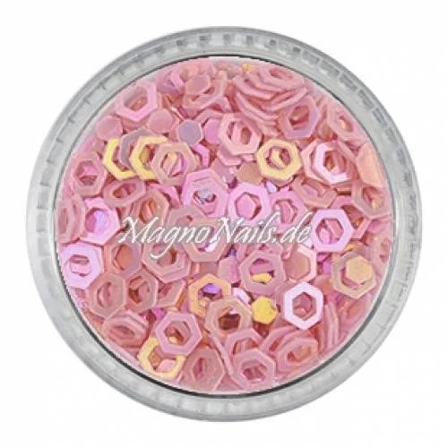 Glitter Shapes - Einlegemotive - hexagon gelocht rosa Nail Art Nails Nagel Nögel Nailart Einleger