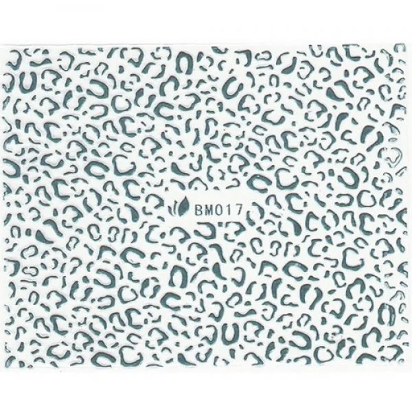 3D Metallic Sticker - silber Seblstklebende Aufkleber Nagelsticker Nagelaufkleber Leo Muster