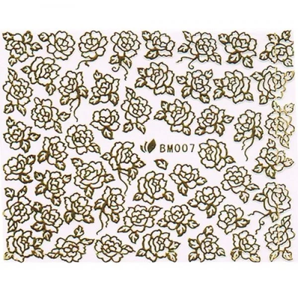 3D Metallic Sticker - gold Seblstklebende Aufkleber Nagelsticker Nagelaufkleber Rosen