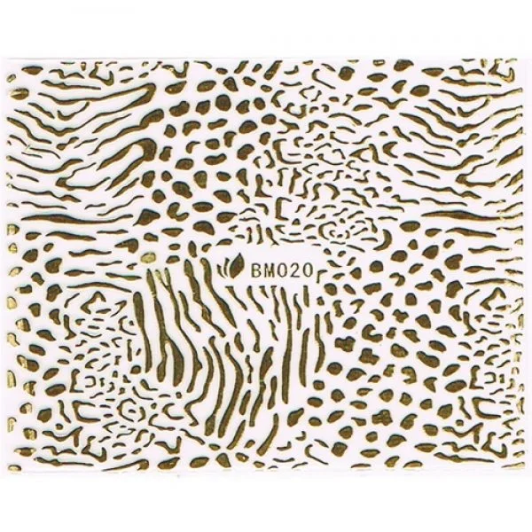 3D Metallic Sticker - gold Seblstklebende Aufkleber Nagelsticker Nagelaufkleber Tiger Leo Muster