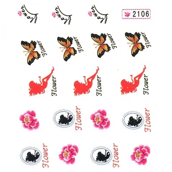 2D Nail Art One Stoke Sticker