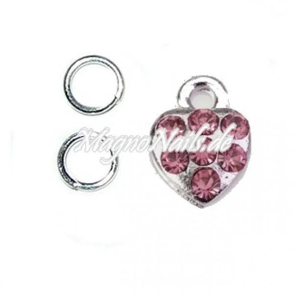 Nail Piercing Herz mit Strasssteinen Nageldesign Nägel Schmuck Nails 