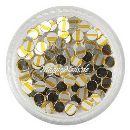 Runde Glitter Shapes - Einlegemotive - gestreift silber-gold Nail Art Nails Nagel Nögel Nailart Einleger