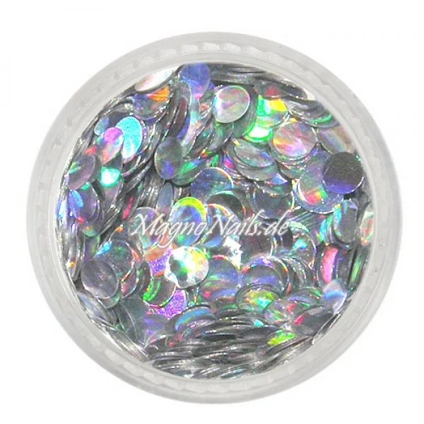 Runde Glitter - 3mm - silber holographic Nageldesign Nägel Nails Nagelstudio Einleger Nailart