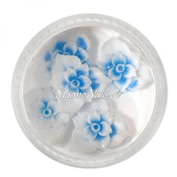 3D Einlegemotive - Gummi Soft Blumen blau