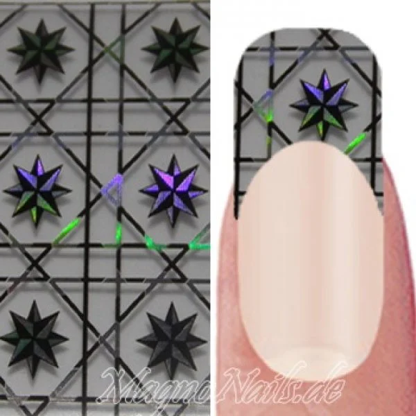 Nail Art Transfer Folie 1,5m - Nail Foil - Geometric Star Nagelfolie Nageldesign Folie Tranferfolie Nailart